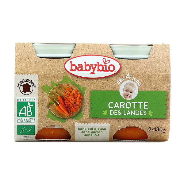 Babybio petits pots bébé Carotte Bio - Alimentation dès 4 mois