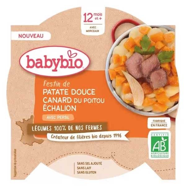 3150168-1-3288131501680-babybio-repas-midi-assiette-festin-patate-douce-canard-et-echalion-12m-bio-230g--2